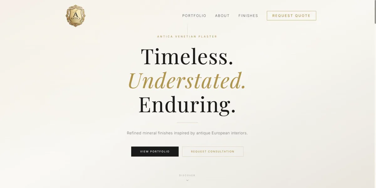 Antica Venetian Plaster website homepage